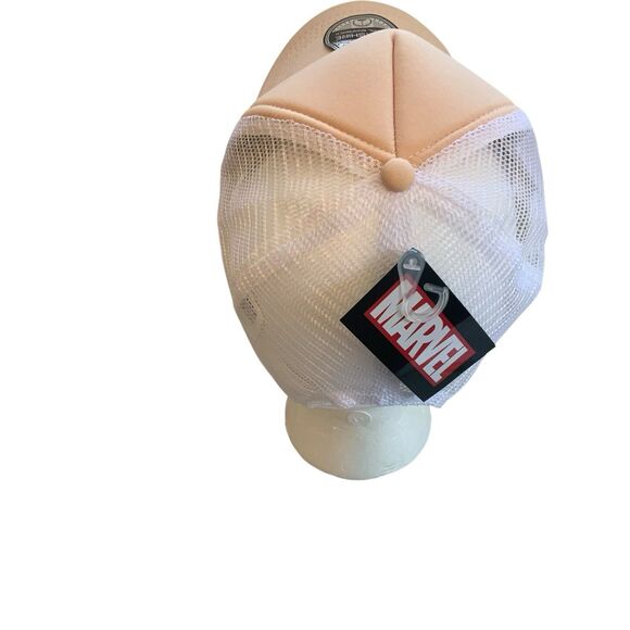 Marvel Trucker Hat Cap Baseball Beige Red Embroidered Berkshire Snap Back NWT - Picture 6 of 13